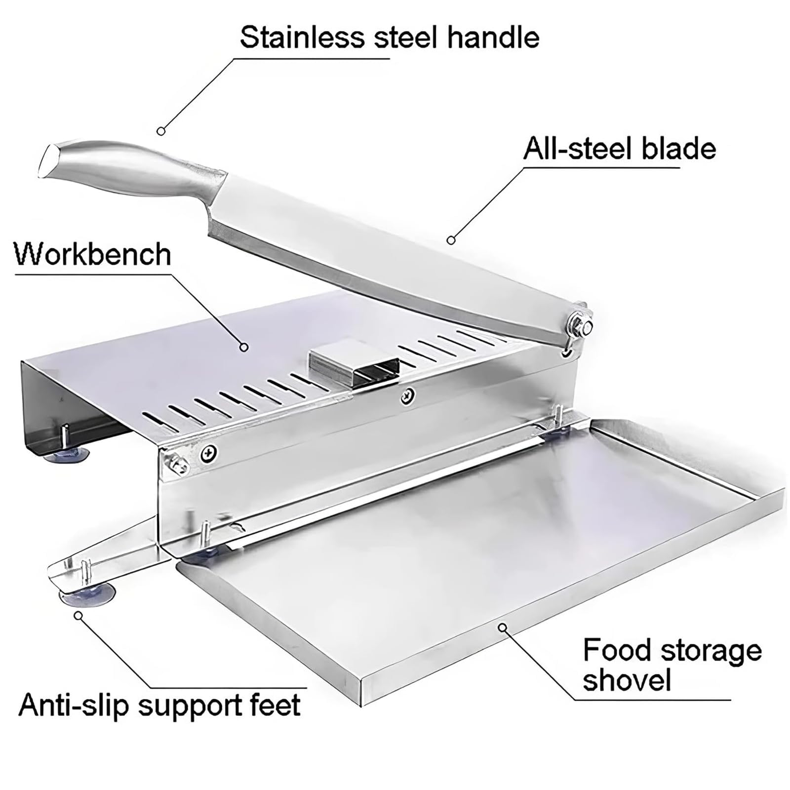 Machine Manuelle de scie à os de Viande, Hachoir à Viande de côtes en Acier Inoxydable avec déflecteur et Tapis antidérapant, Machine de Guillotine de Viande de coupeur de Viande Commerciale 375mm