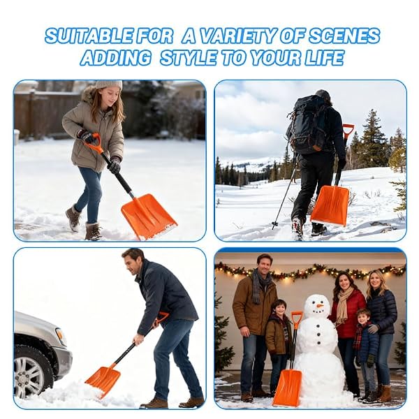 Snow Shovel，2026 Upgraded Lightweight Steel Handle Snow Removal Tool, Kids Snow Shovel, Suitable for Emergencies, Car Driveways, Gardens, Camping (Orange by Daxguard - Used condition - Image 7