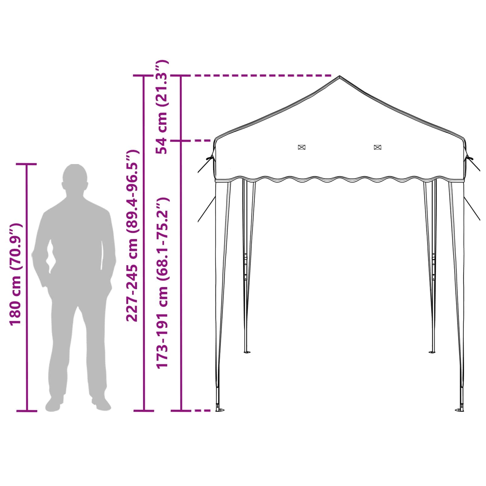 Namiot imprezowy Pop-up, 195 x 195 x 245 cm, kolor taupe, tkanina Oxford, odporny na warunki atmosferyczne, z ochroną przed promieniowaniem UV, na grillowanie, wesele, festiwal, stoisko