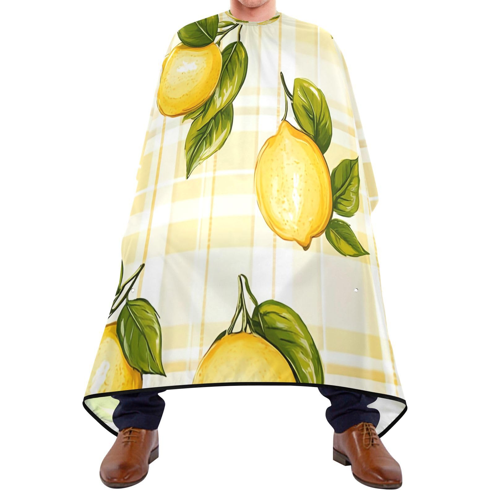 BOESI Graffiti Lemon Pattern Barber Shawl, Waterproof Haircut Shawl, Haircut Salon Apron, Shaving Bib, 55 x 65 inches
