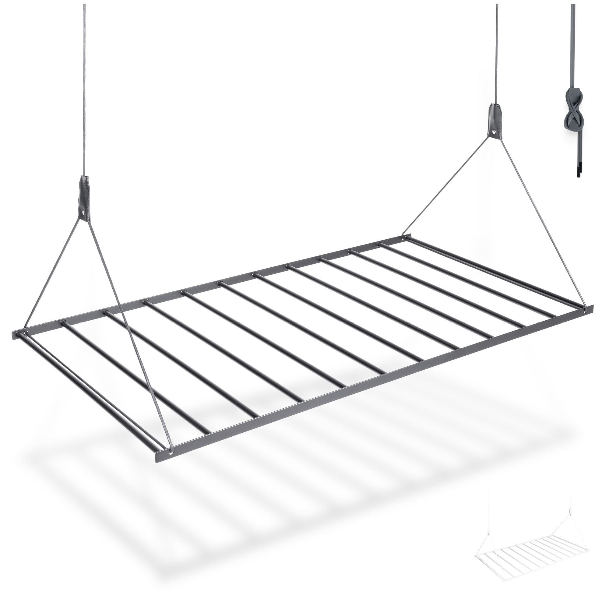 Natural Goods Berlin platzsparender Wäscheständer Swing 56x110 cm schwarz/Deckenwäscheständer aus robustem Stahl/Stabiler Wäscheständer Decke/Deckenwäschetrockner mit raumsparendem Design