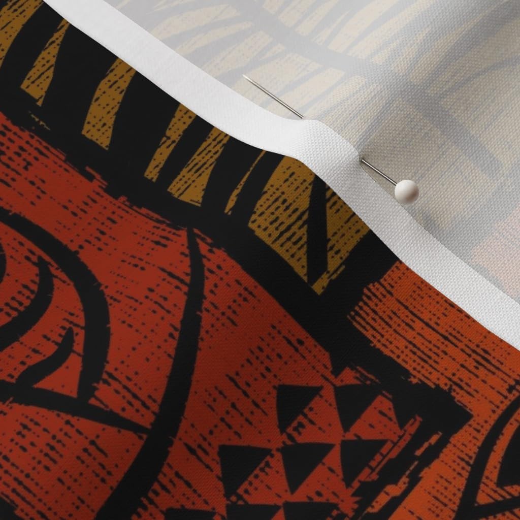 Spoonflower Fabric - Black Polynesian Hawaiian Tiki Tropical Retro Printed on Petal Signature Cotton Fabric by The Yard - Sewing Quilting Apparel Crafts Decor