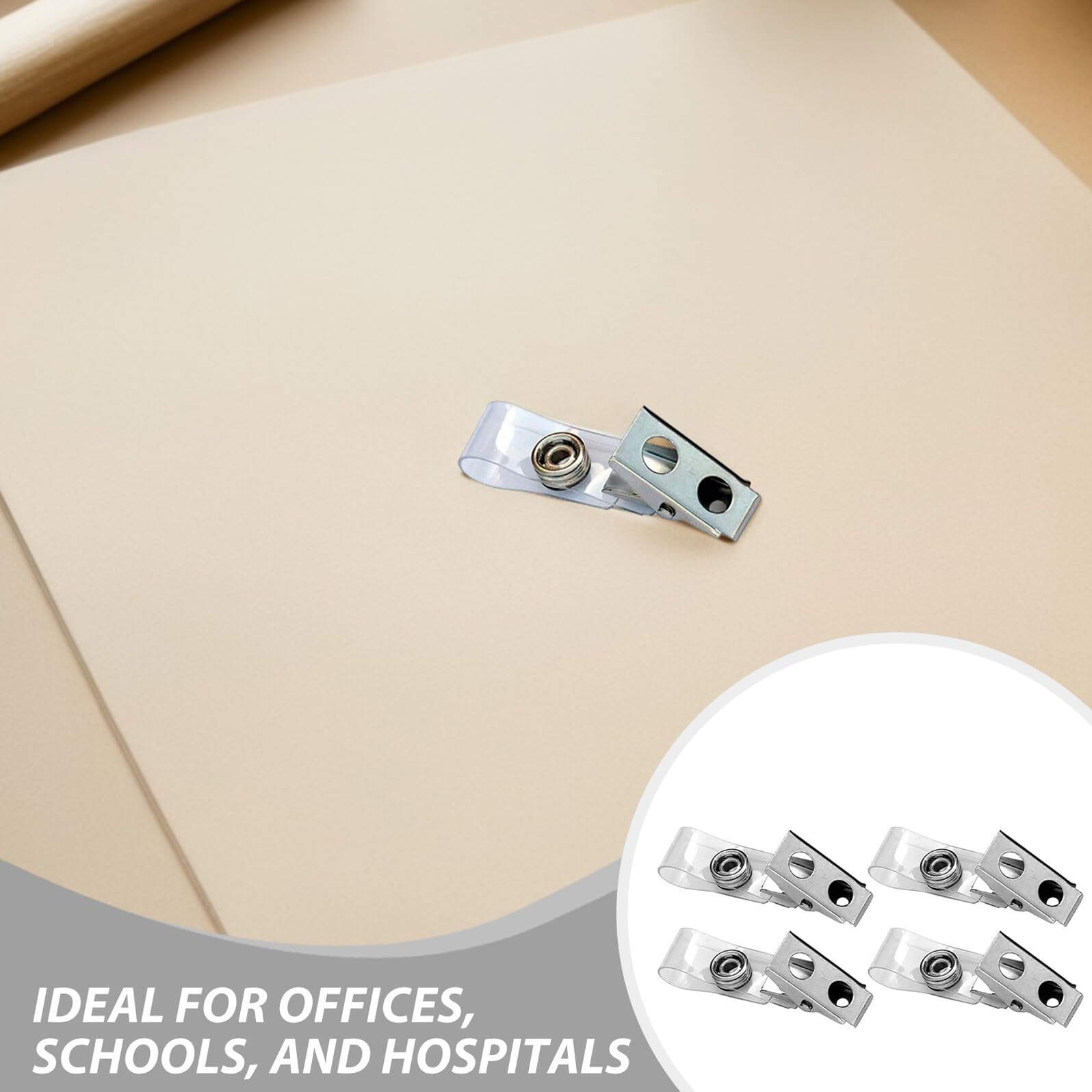 ABOOFAN 250 pezzi Clip Porta Badge in Metallo Doppio Foro con Cinghia Trasparente in PVC Porta Targhetta Id Leggero e Resistente per Eventi e Uso Quotidiano