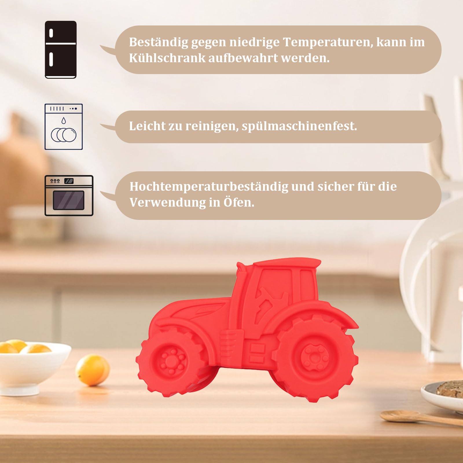 Moule à Gâteau, Moule à Gâteau En Forme De Tracteur, Boîte à Lunch, Tracteur En Silicone, Moule à Pâtisserie, Moule à Gâteau De Voiture DIY, Rouge