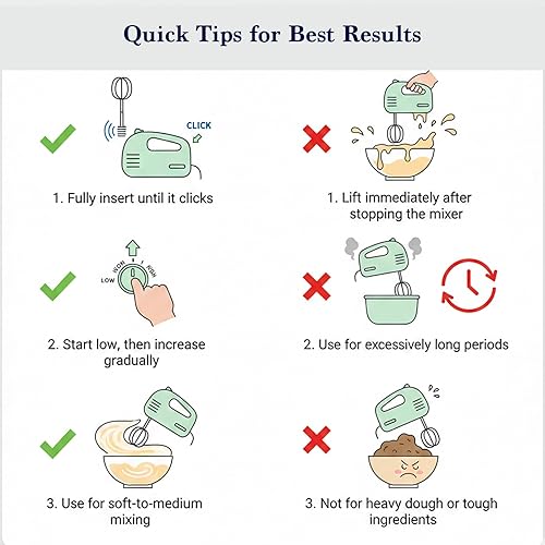 Miniatura 6 de Batidora de mano eléctrica pequeña y ligera, con potente motor de CC silencioso para hornear, pasteles, brownies, masa de galletas, ideal para la