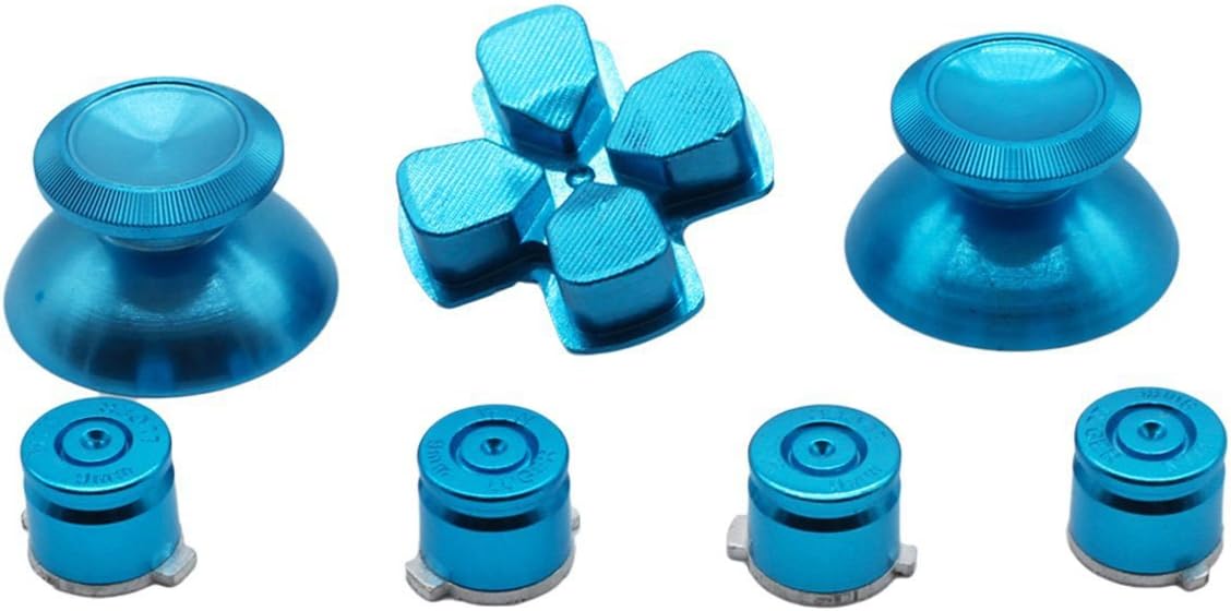 ElementDigital PS4 Controller Parts, PS4 Thumbsticks Kit, Metal Bullet Joysticks Thumbsticks with ABXY Bullet Buttons and D-pad for PlayStation 4 DualShock 4 Controller Mod Kit (Blue)