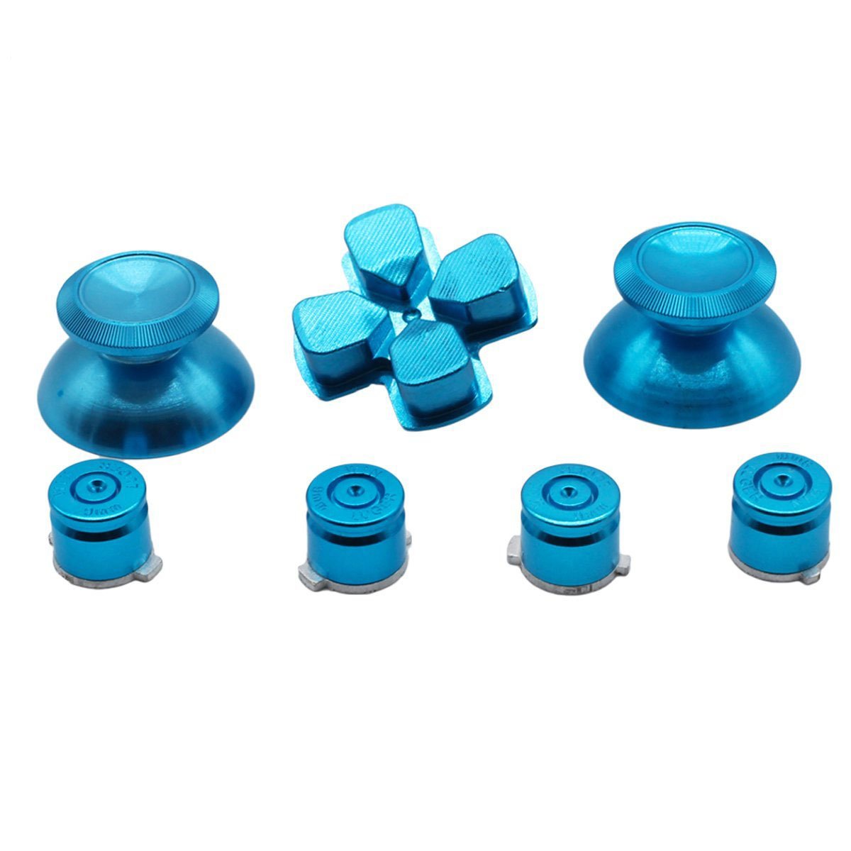 ElementDigital PS4 Controller Parts, PS4 Thumbsticks Kit, Metal Bullet Joysticks Thumbsticks with ABXY Bullet Buttons and D-pad for PlayStation 4 DualShock 4 Controller Mod Kit (Blue)