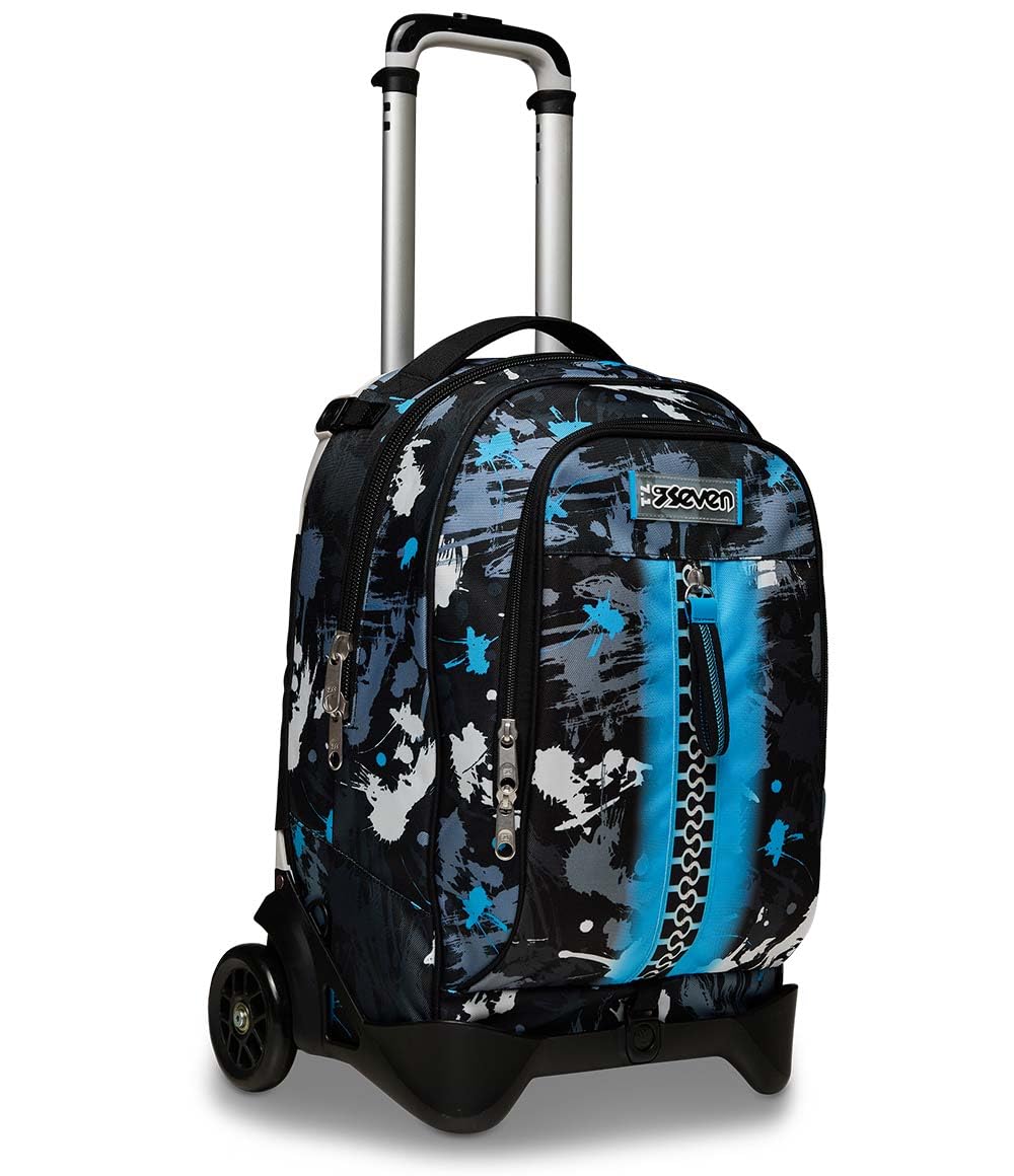 Seven Trolley Scuola Sganciabile Jack 2 Ruote, Blu, COLOURJET, Zaino con Carrello Sganciabile, 3 in 1, Triplo Uso, Tasca Porta Borraccia, Scuola, Bambini e Ragazzi