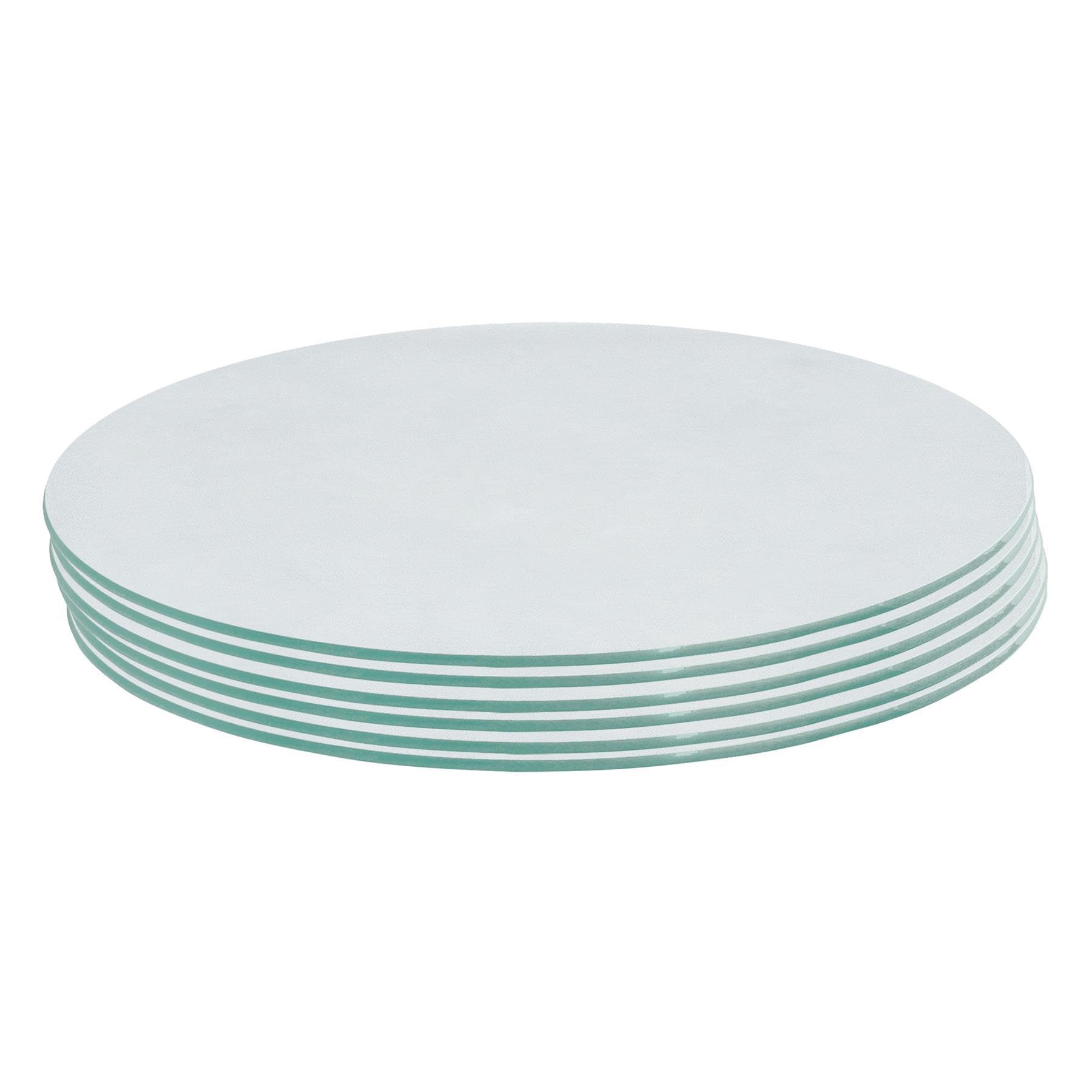Harbour Housewares Round Glass Placemats - 30cm - White - 6x