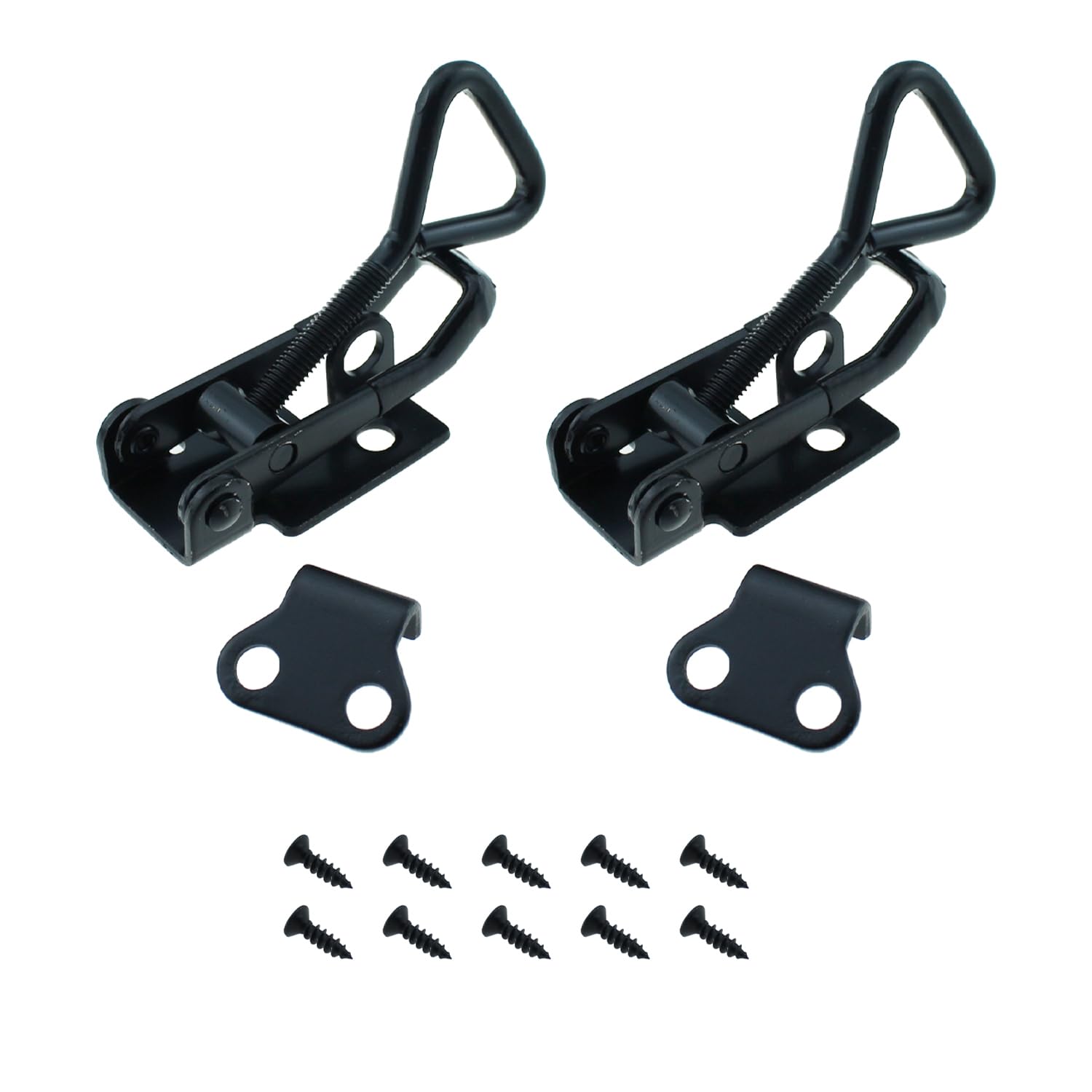 SQXBK 2PCS 95mm/3.74inch Adjustable Toggle Clip Latch Quick Release Metal Pull Latch with Screw Black Bolt On Quick Clamp with Stopper Suitable for Cabinet Door Box Case