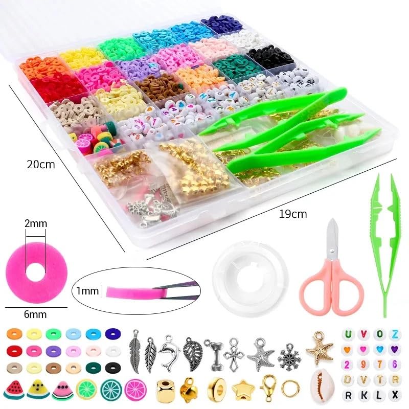 Abalorios Para Hacer Pulseras Kit de fabricación pulseras con cuentas arcilla, planas for joyería DIY