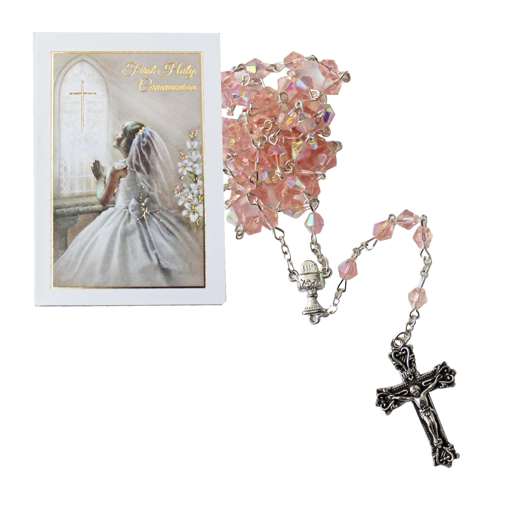 Widdle Gifts First Holy Communion Rosary and How to Pray Card Gift Set - Pink/Girl 1797