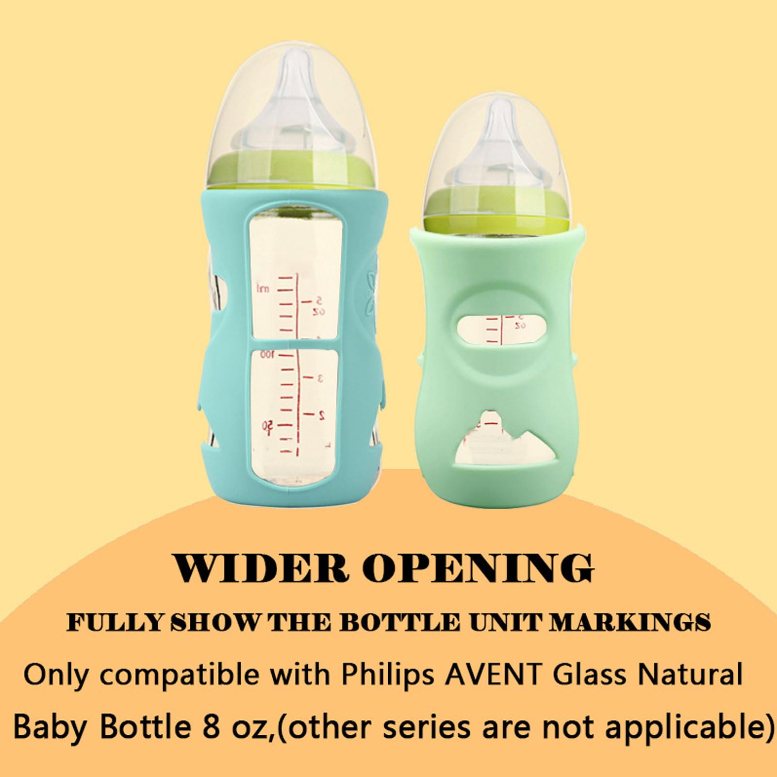 240ml Baby Bottle Silicone Sleeve Shatter Proof Soft Silicone Cover for Glass Baby Bottles 8 Oz with Insulation and Washable Dishwasher Safe (White+Light Green+Dark - Image 4