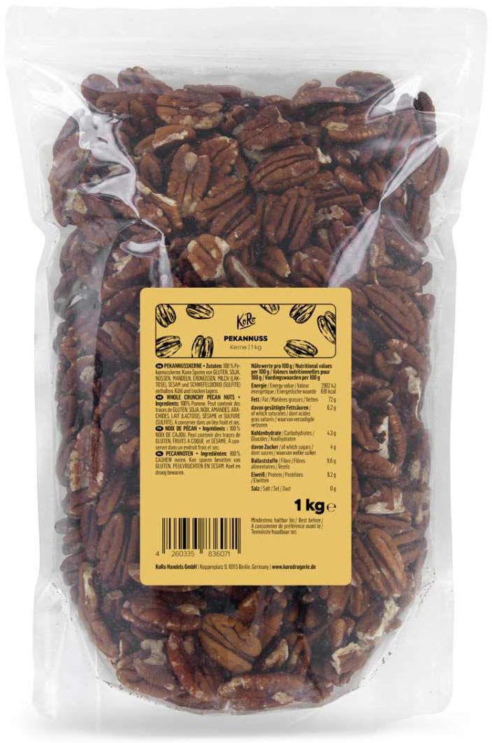 KoRo - Pekannusskerne 1kg - Naturbelassene Pekannüsse in der Vorteilspackung
