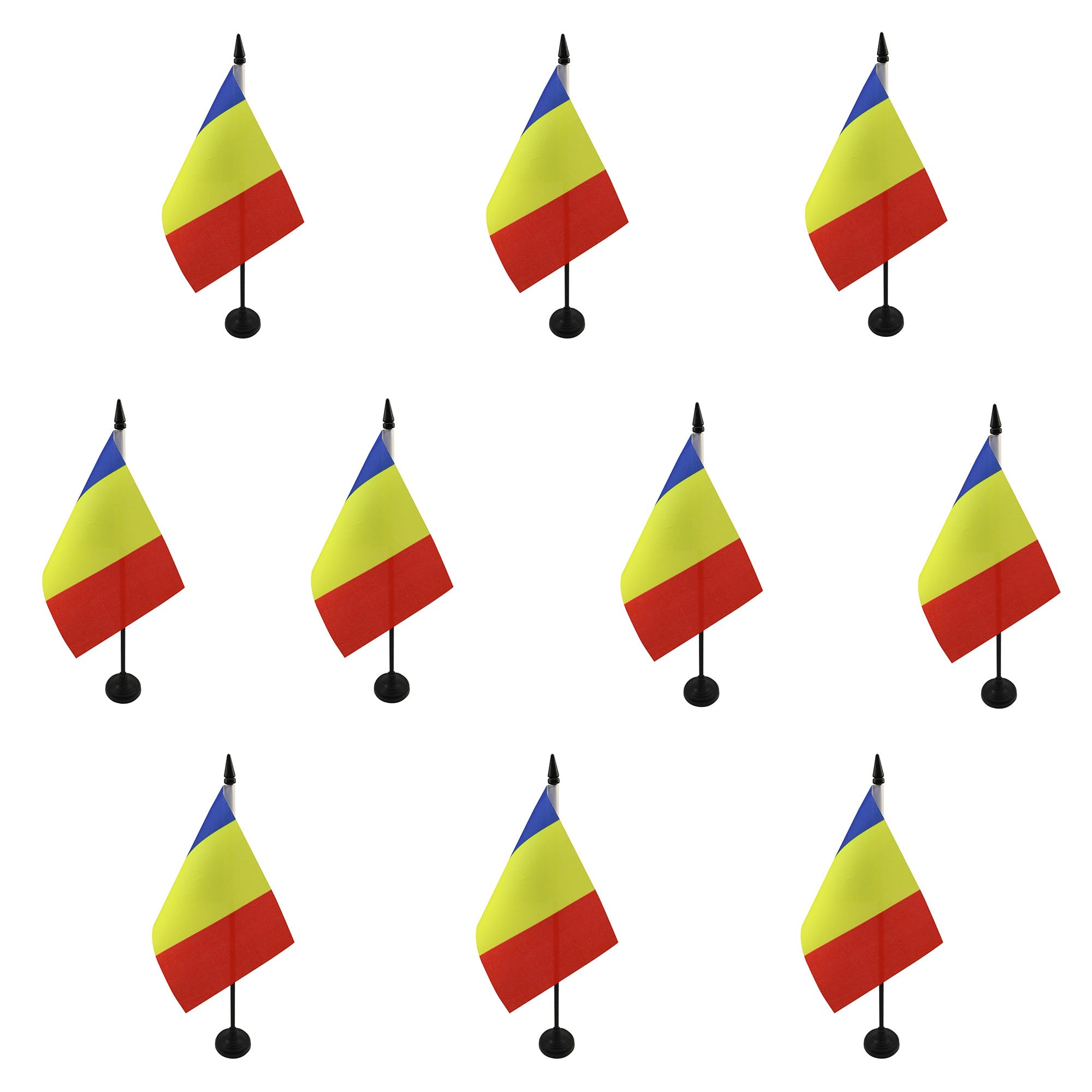 AZ FLAG Pack of 10 Romania Table Flags 4x6 in 100D Polyester Plastic Base