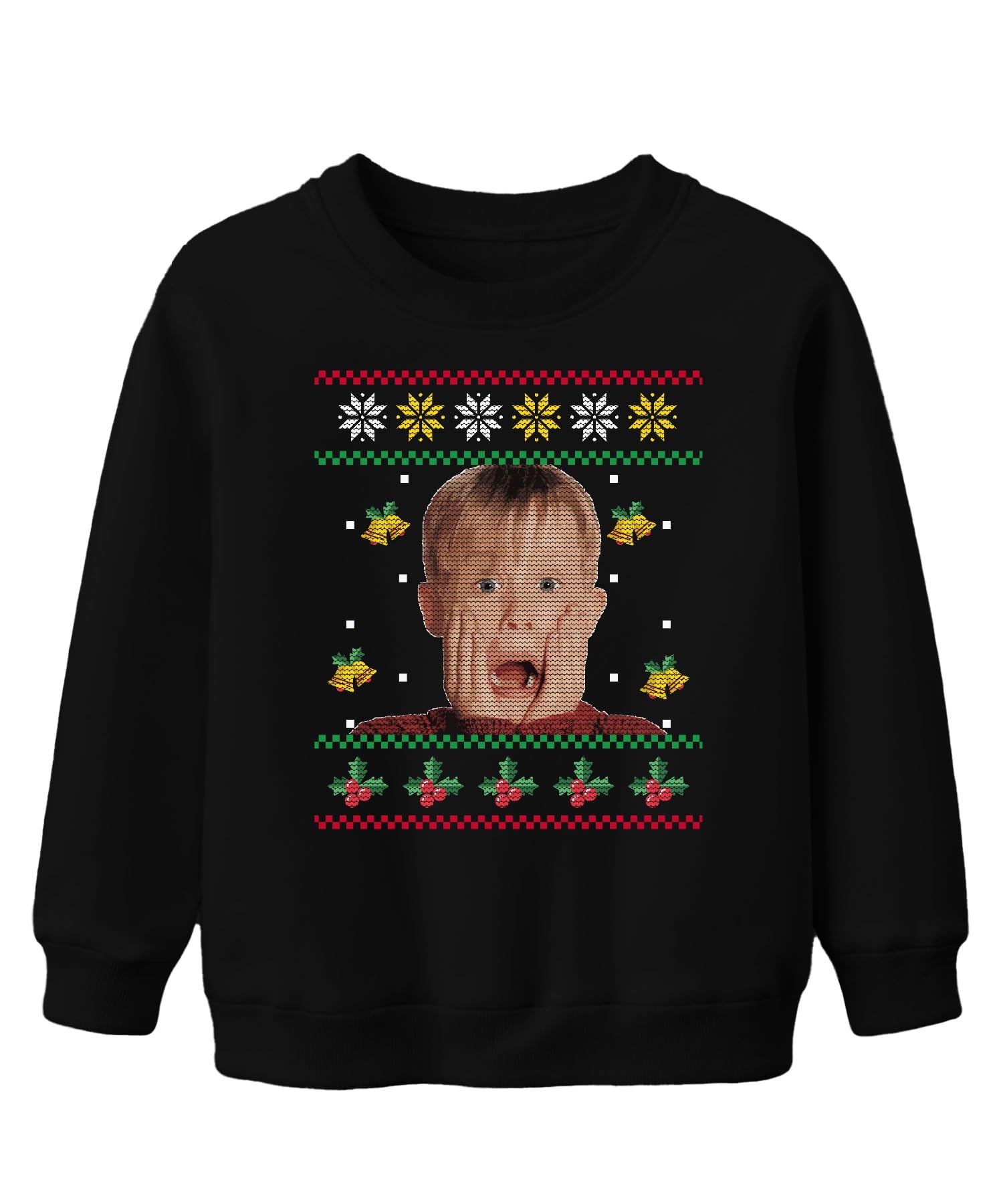 Printera Unisex Kids Black Kevin Home Alone Ugly Christmas Sweater Christmas Children's Sweatshirt, 152