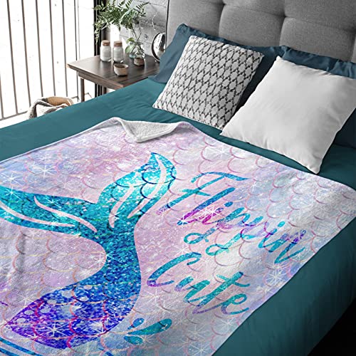 Colorful Mermaid Tail Blanket Gifts For Girl Women Kids Toddler Fleece Throw Blanket Fleece Flannel Throw Microfiber Soft Lightweight Cozy On Bed Sofa Chairs (Xs 40"X30" Inch For Pets/Dogs/Cats) #TOP2