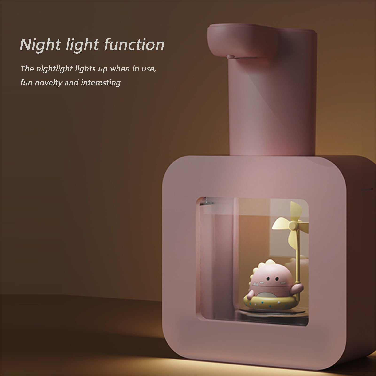 Dispenser Automatico di Sapone con Sensore, Dispenser di Sapone Schiumogeno Touchless per Bambini, Illuminazione Soffusa e Calda Macchina per Lavaggio a Mano Impermeabile(Rosa)