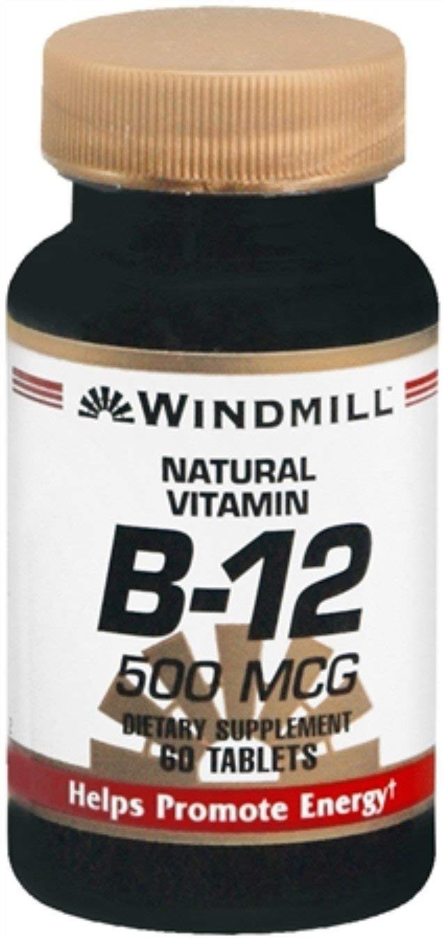 Windmill Vitamin B-12 500 mcg Tablets 60 Tablets (Pack of 3)