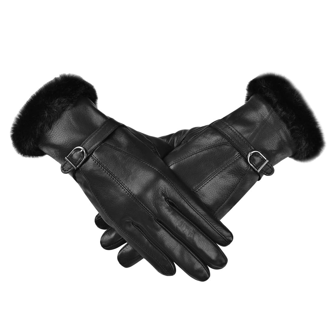 Harssidanzar Guanti in pelle da donna Guanti caldi invernali Guanti in pelle da abito Guanti in pelle foderati di pelliccia Guanti in pelle invernali SL022EU
