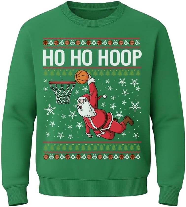 Tstars Merry Swishmas Basketball Sweatshirt for Men Funny Ugly Xmas Sweater Style Holiday Pullover Gift for Players