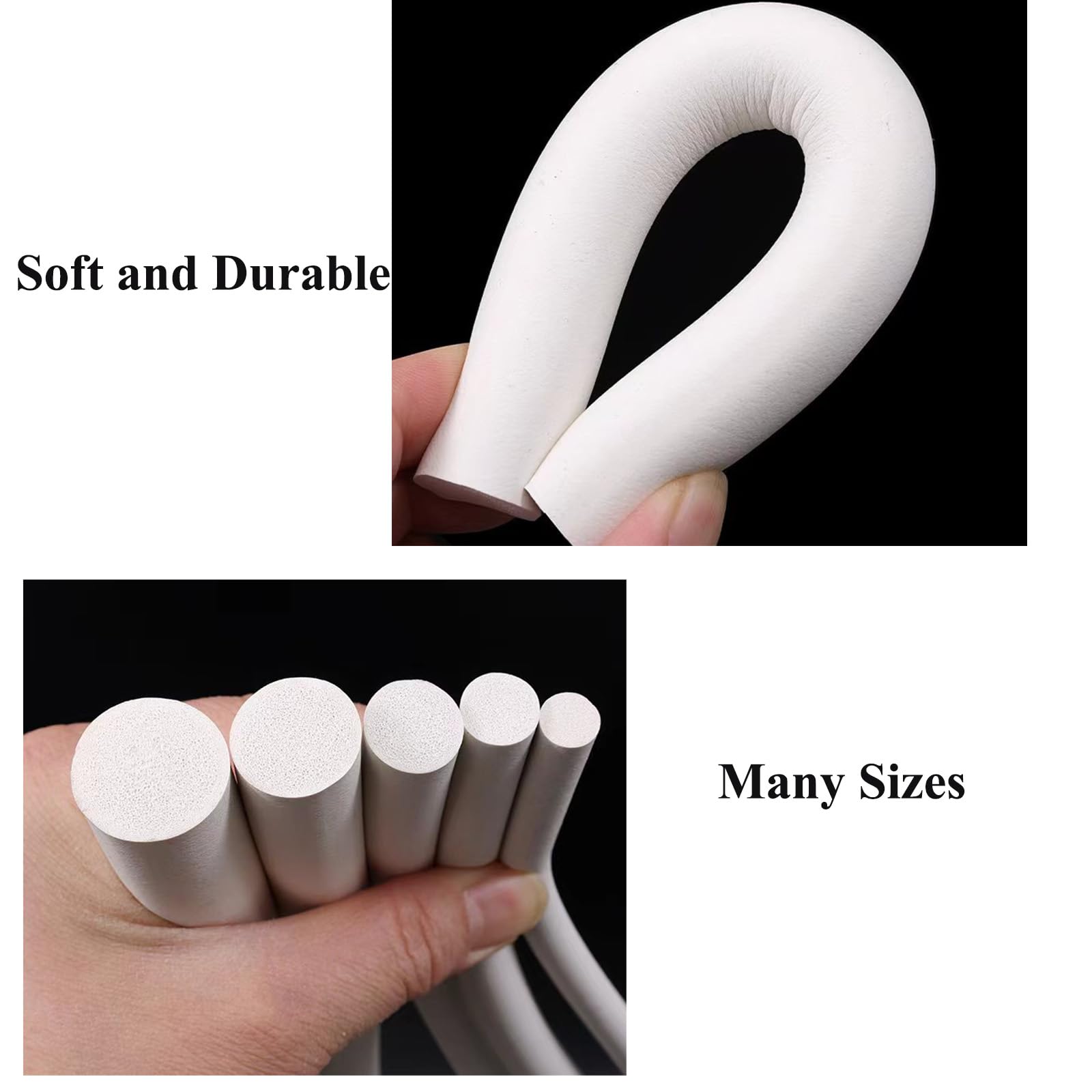 Striscia sigillante in schiuma di silicone rotonda 9 mm x 10 m bianca per guarnizioni fai da te