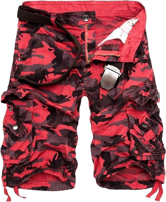 2 Pack Men's Cargo Shorts Cotton Work Shorts Multi Pockets Beach Shorts Relaxed Fit Outdoor Casual Military Shorts3