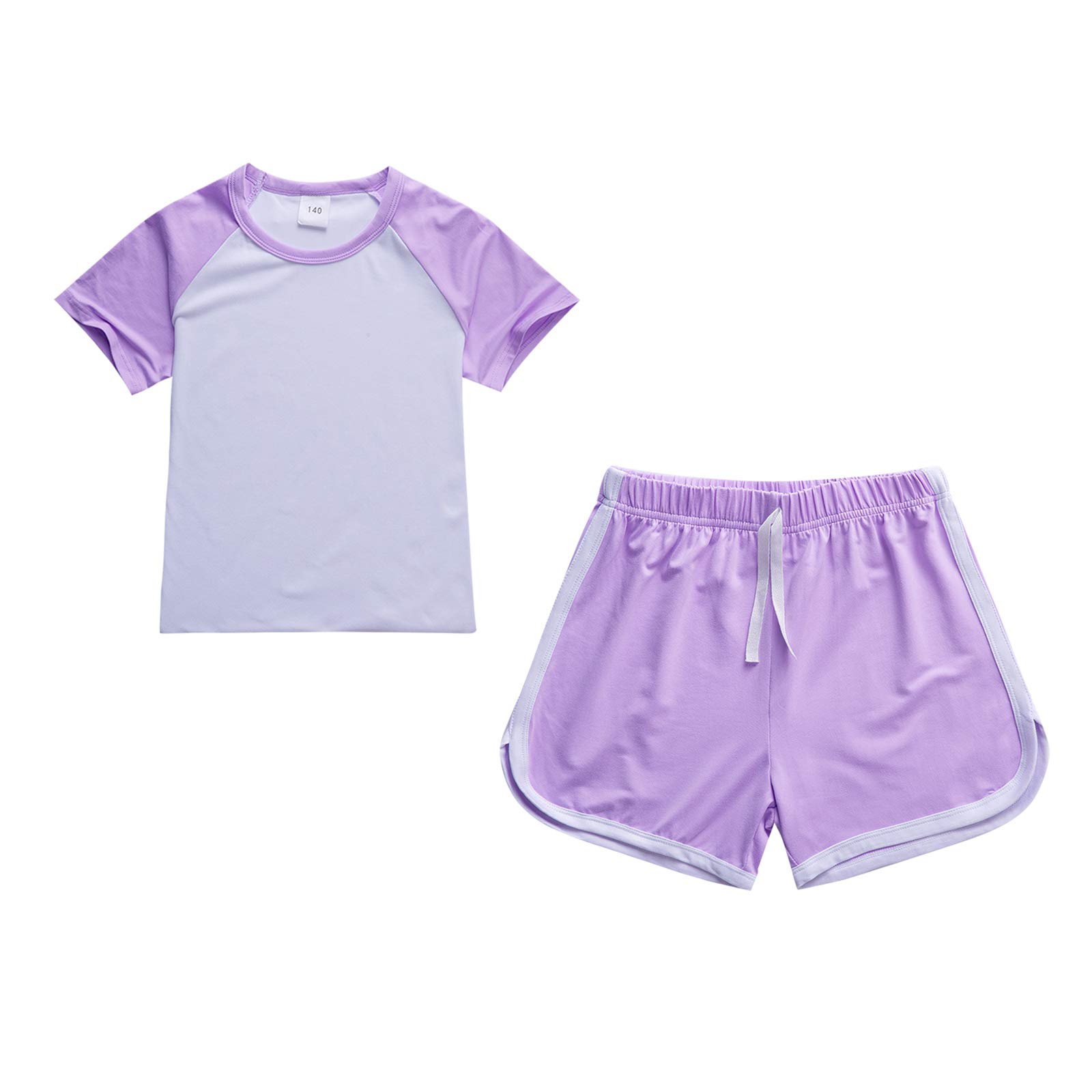 amropi Conjunto de Camiseta y pantalón Corto para niña Traje de Manga Corta Verano 2 Piezas 2-11 años