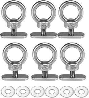 Oreoroya Kayak Track Mount Tie Down Eyelet Rail Kayak Accessories Kayak Track Mount Kayak Rail Mount Stainless Steel Rail Mount for Canoe Boat Bungee Cord 6pcs