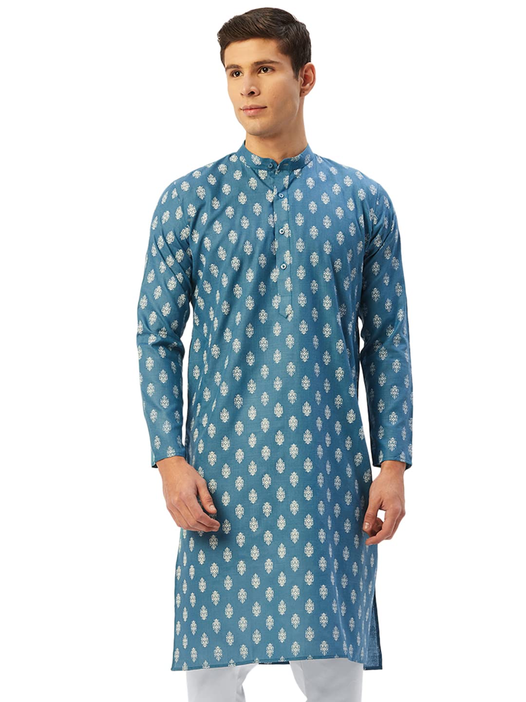 Jompers Mens Cotton Floral printed kurta Pyjama Set. (Teal, L) (B09ZPPYQFV) Amazon Price History, Amazon Price Tracker