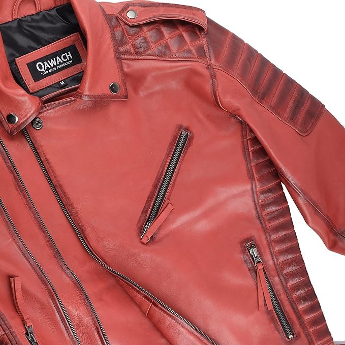Image of Men Leather Jacket - Lambskin Winter Vintage Motorcycle Biker Jacket, Coat Soft & Stylish Moto Ride & Racing Jacket's