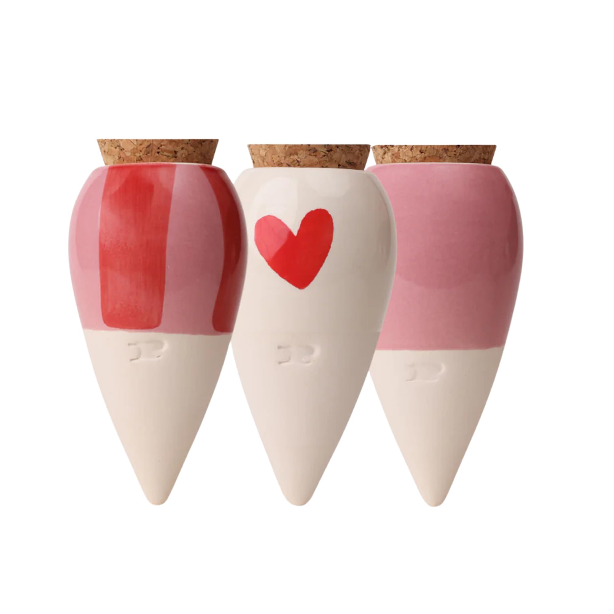 Pepin | 3X Mini Ollas | Oyas A Planter Terracotta | Automatic and Ecological Watering for Indoor and Outdoor Plants | Natural Irrigation System | Mini Oyas Terracotta - 12cl Pink/Red