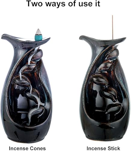 Miniatura 5 de Soporte para incienso, quemador de incienso de cascada de reflujo, hecho a mano, soporte de incienso de cerámica para el hogar, oficina, yoga,