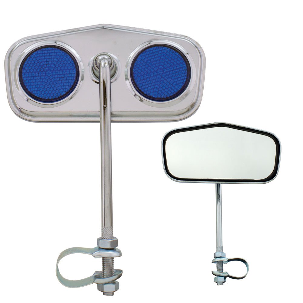 Fenix Cycles Pentagon Daimond Bicycle Mirror Chrome, Blue Reflectors