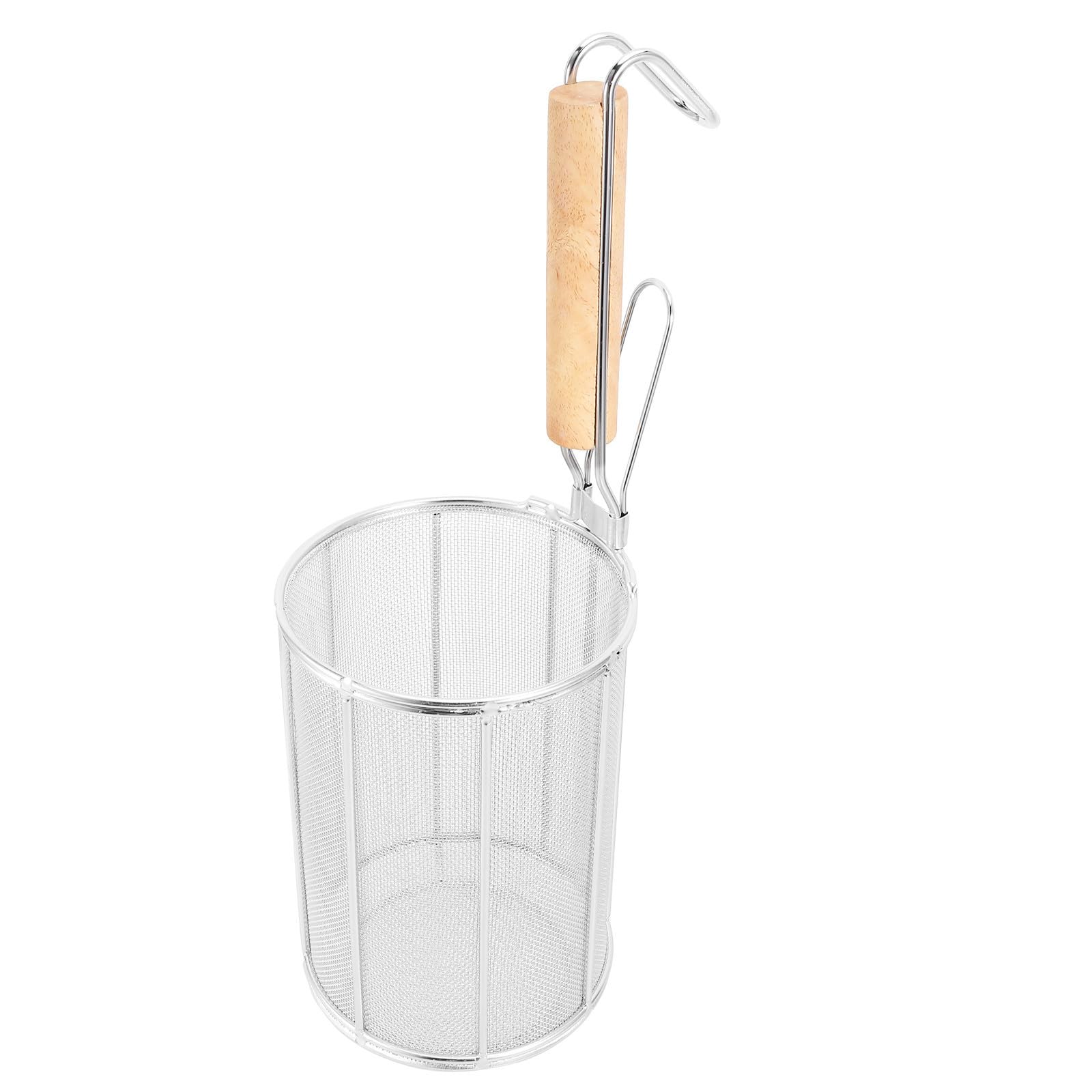 iplusmile Colador de Acero Inoxidable Utensilio de Cocina Resistente y Práctico con Mango de Madera para Filtrar Alimentos y Freír para Espaguetis