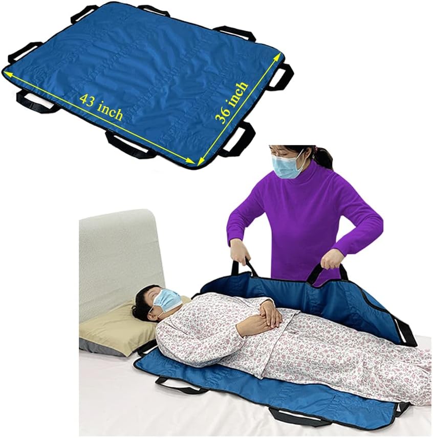 NEPPT Positioning Bed Pad Patient Transfer Sheet with Handles Draw Sheets Incontinence Stroke Bedridden Transfer Blanket Hospital Bed Pads for Lifting, Turning, Sitting Up, Washable 43″ X 36″ (Blue) NEPPT Positioning Bed Pad Patient Transfer Sheet with Handles Draw Sheets Incontinence Stroke Bedridden Transfer Blanket Hospital Bed Pads for Lifting, Turning, Sitting Up, Washable 43″ X 36″ (Blue)