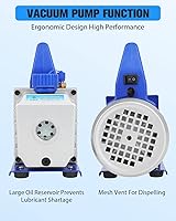 Vista 5 de FAHKNS 110V 3.5 CFM Bomba de vacío Rotary Vane 1/4HP para A/C HVAC Auto reparación R410a R134 con botella de aceite
