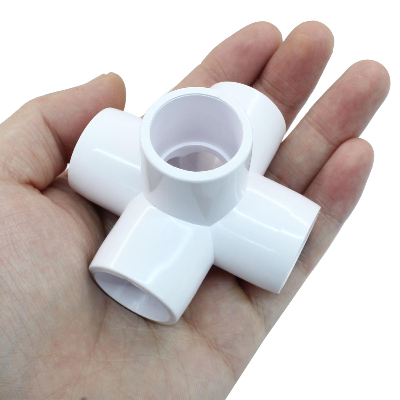 4 conectores de PVC de 1/2 pulgada de 5 vías, accesorios de PVC blancos de grado de muebles, codo de 0.5 pulgadas para estante de bricolaje, marco