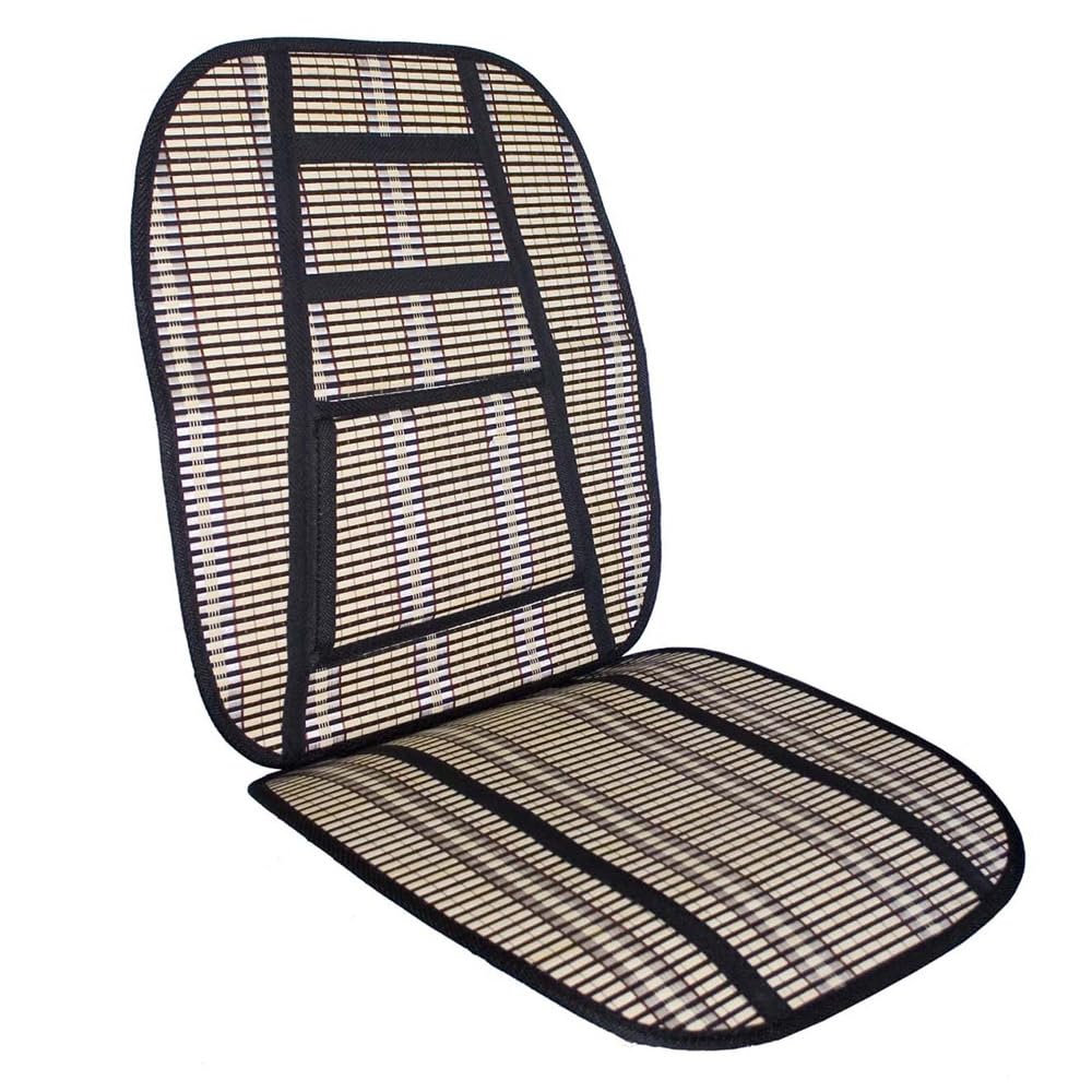 Krawehl - Respaldo para el Asiento del Coche - Respaldo de Verano - Evita el Sudor - Máxima Comodidad - Fabricado en Fibra Vegetal - Compatible con Todos los Asientos - Bambú y Negro