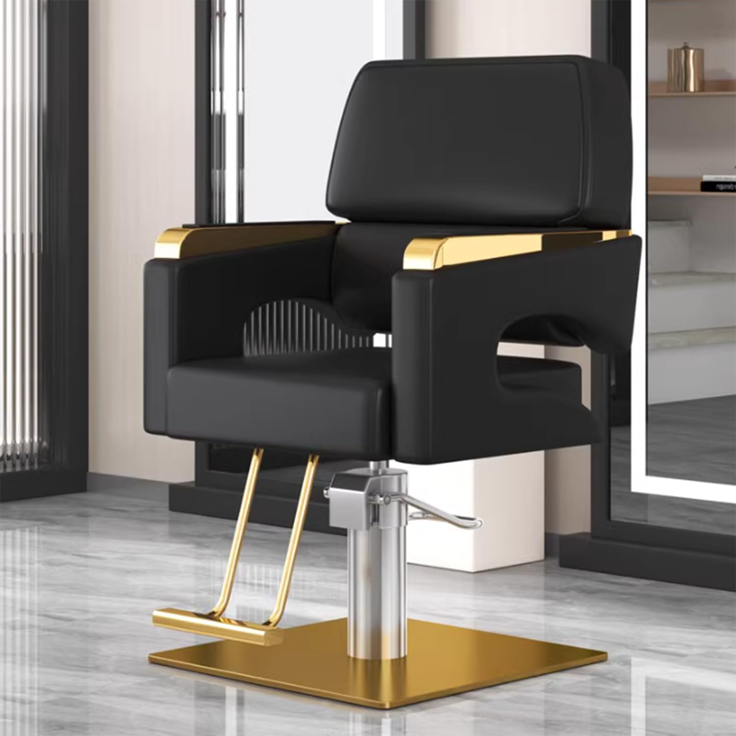 Leistungsstarker hydraulischer Friseurstuhl, höhenverstellbar, um 360 ° drehbar, ideal für Salon und Spa, Beauty-Ausrüstung, Make-up, Haarstylistenstuhl