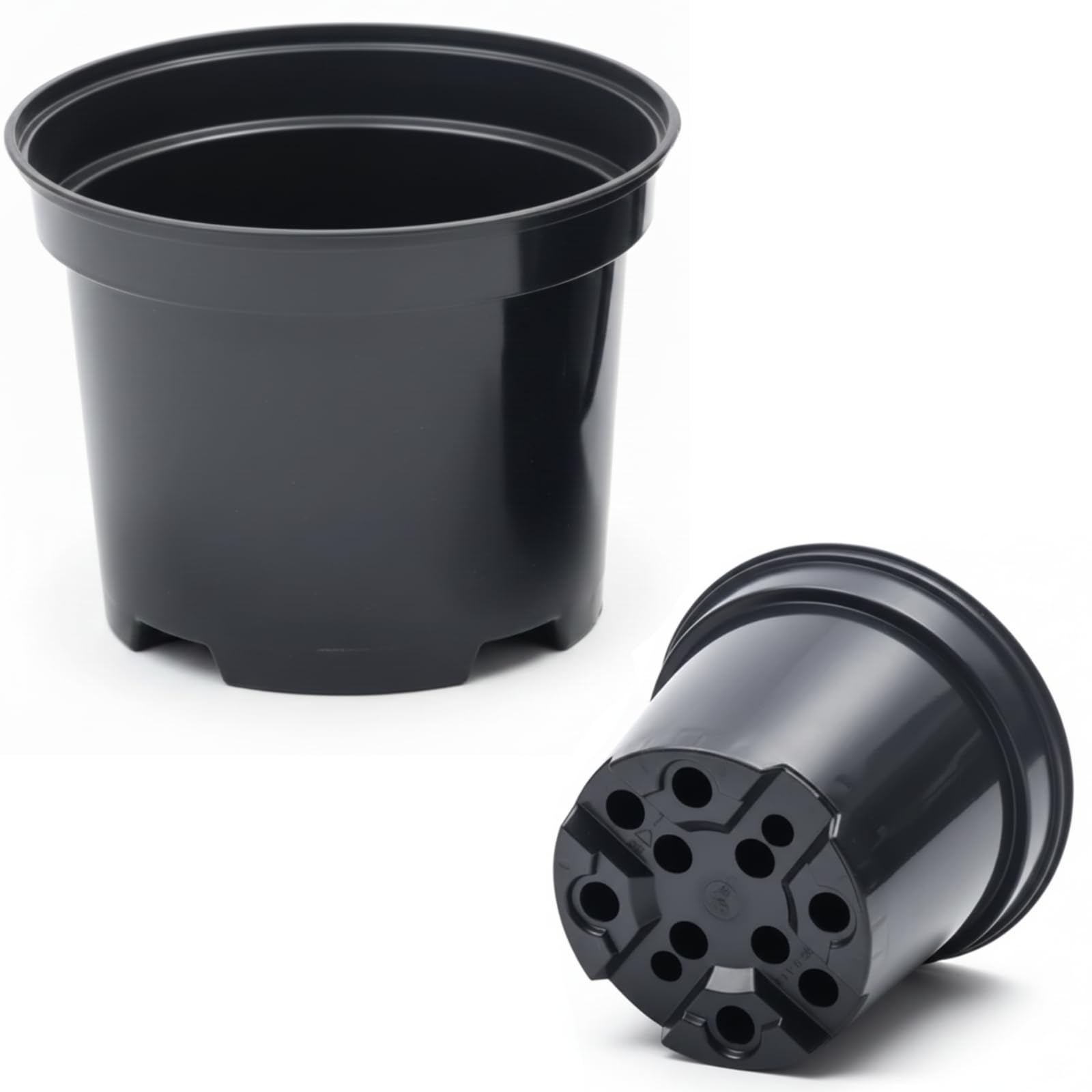 FUTURE GARDENING Black Plastic Plant Pots 0.5L 1L 2L 5L 7.5L 10L 12L 15L – Flower, Nursery & Growing Containers, Reinforced Rim, Extra Drainage – Multi Pack 1–200 (0.5L, Pack of 5) — image 1