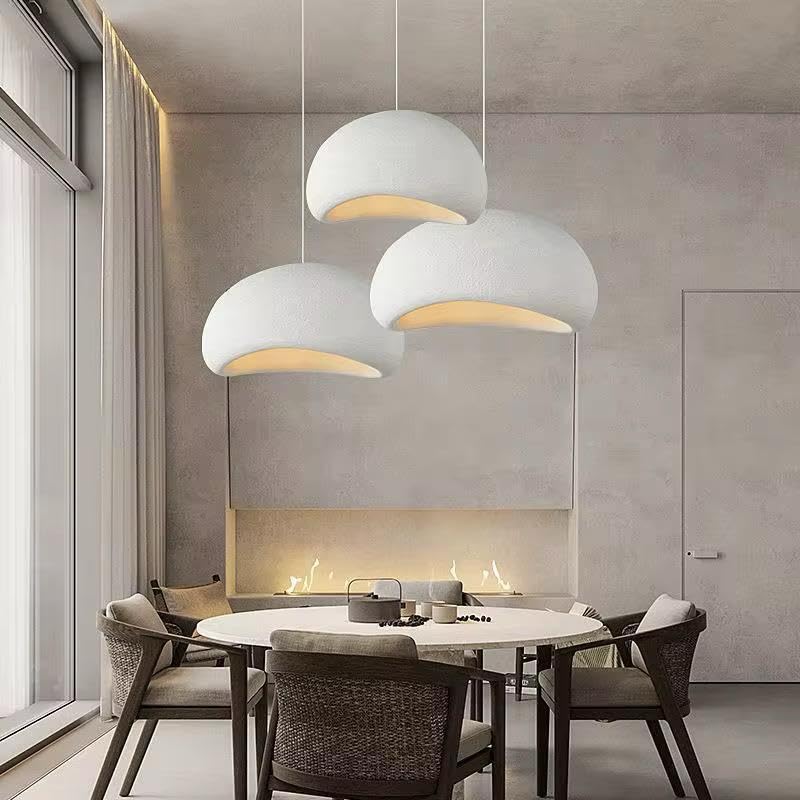Image of Modern Dome Pendant Light, White Semi-Sphere White Resin Hanging Lamp, Home Deco Living Room Ceiling Light Fixture, 40cm (Narrow-Dome)