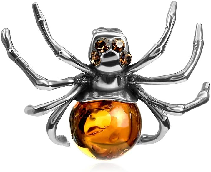 Ian and Valeri Co. Amber Sterling Silver Spider Pendant Necklace Chain 18 Inches