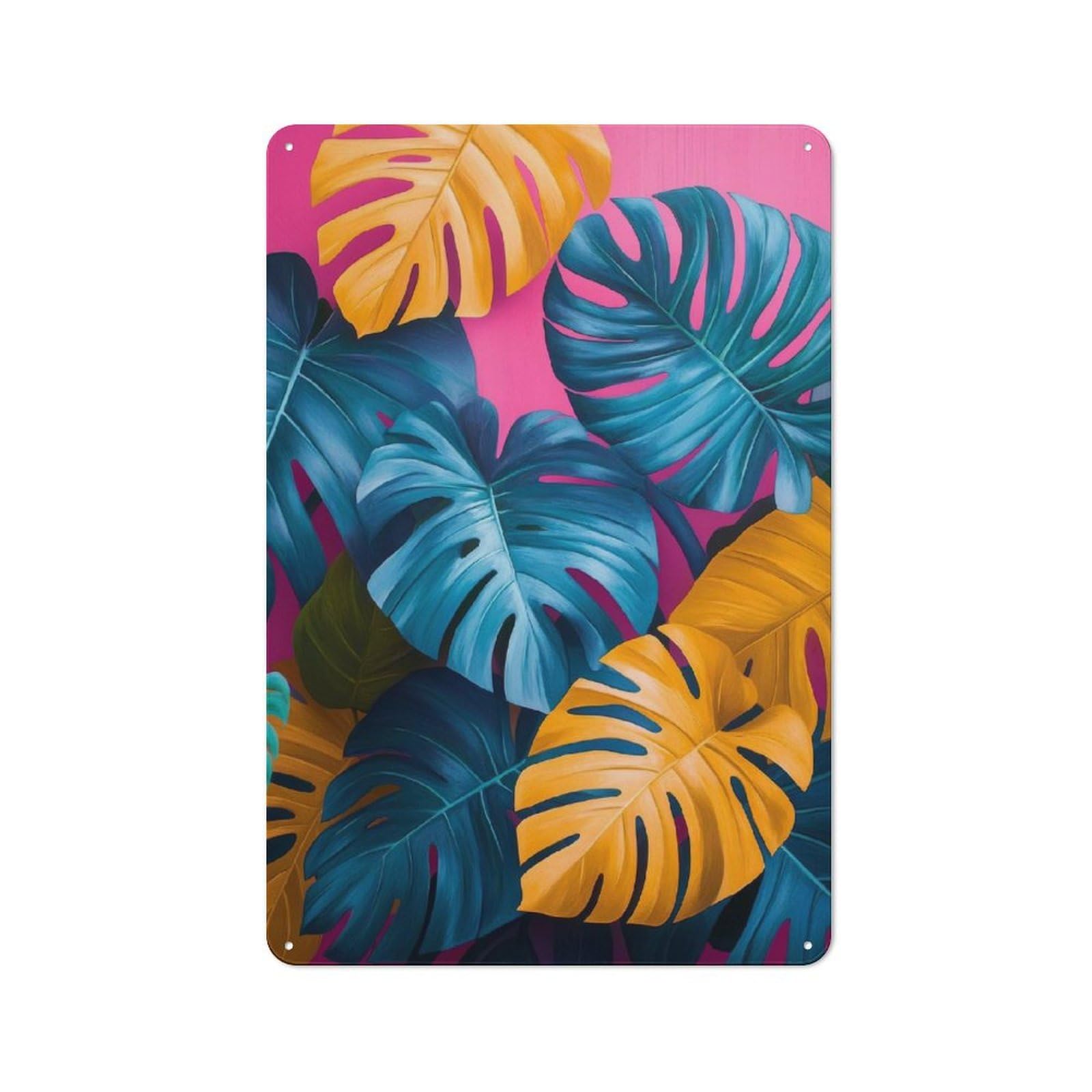 Junmoney Stylish Monstera Leaf Vintage Tin Sign 30X20cm With For Man Cave Or Games Room, For Games Room Collectors