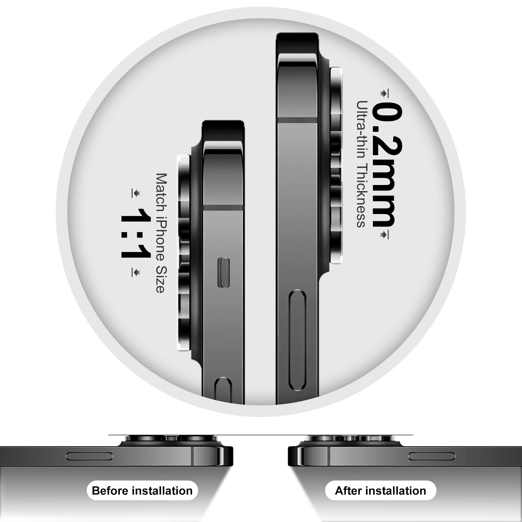 Jeluse Protezione Fotocamera Per IPhone 14 Pro / Pro Max | 2 Pezzi Vetro Temperato 9H Con Anello Metallico E Kit Allineamento