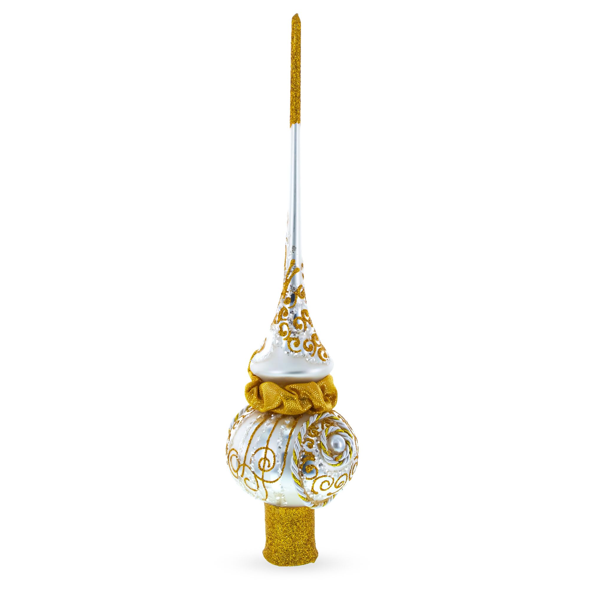 BESTPYSANKY Cimier de Sapin de Noël en Verre Blanc 27,9 cm