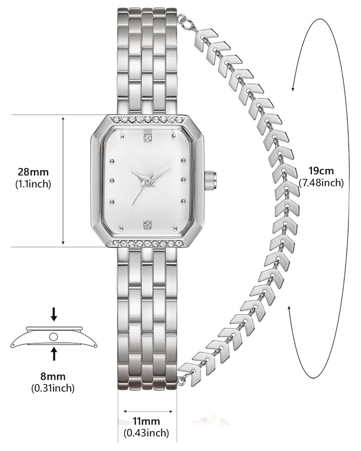 Orologio Donna CIVO Rettangolare Vintage - Acciaio Inox, Numeri Romani, Quadrante 20x25mm - Foto 8