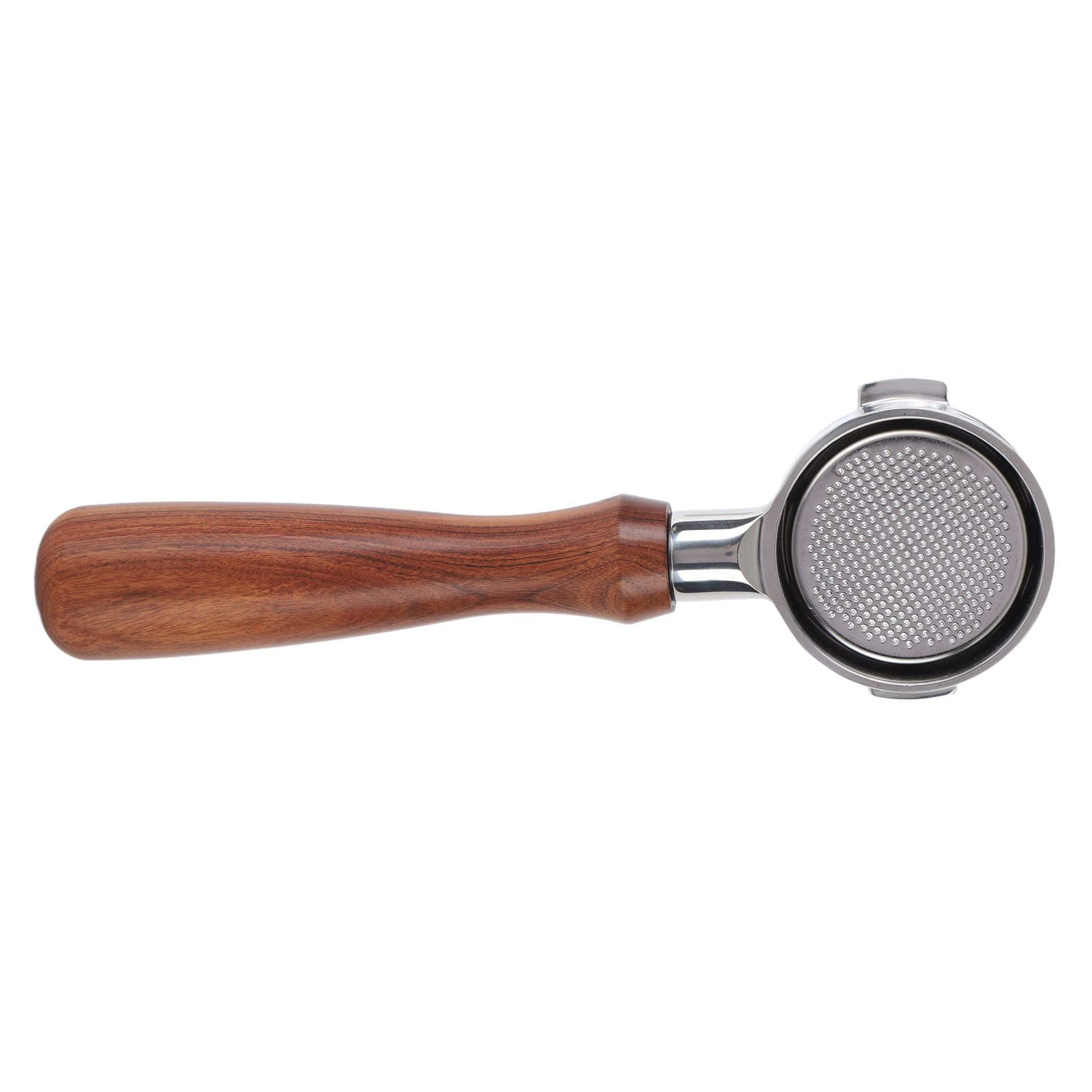 Portafiltro per caffè senza fondo, Portafiltro in acciaio inossidabile con manico ergonomico in legno, design rimovibile e lavabile per macchine da caffè espresso, ampia (UNA)