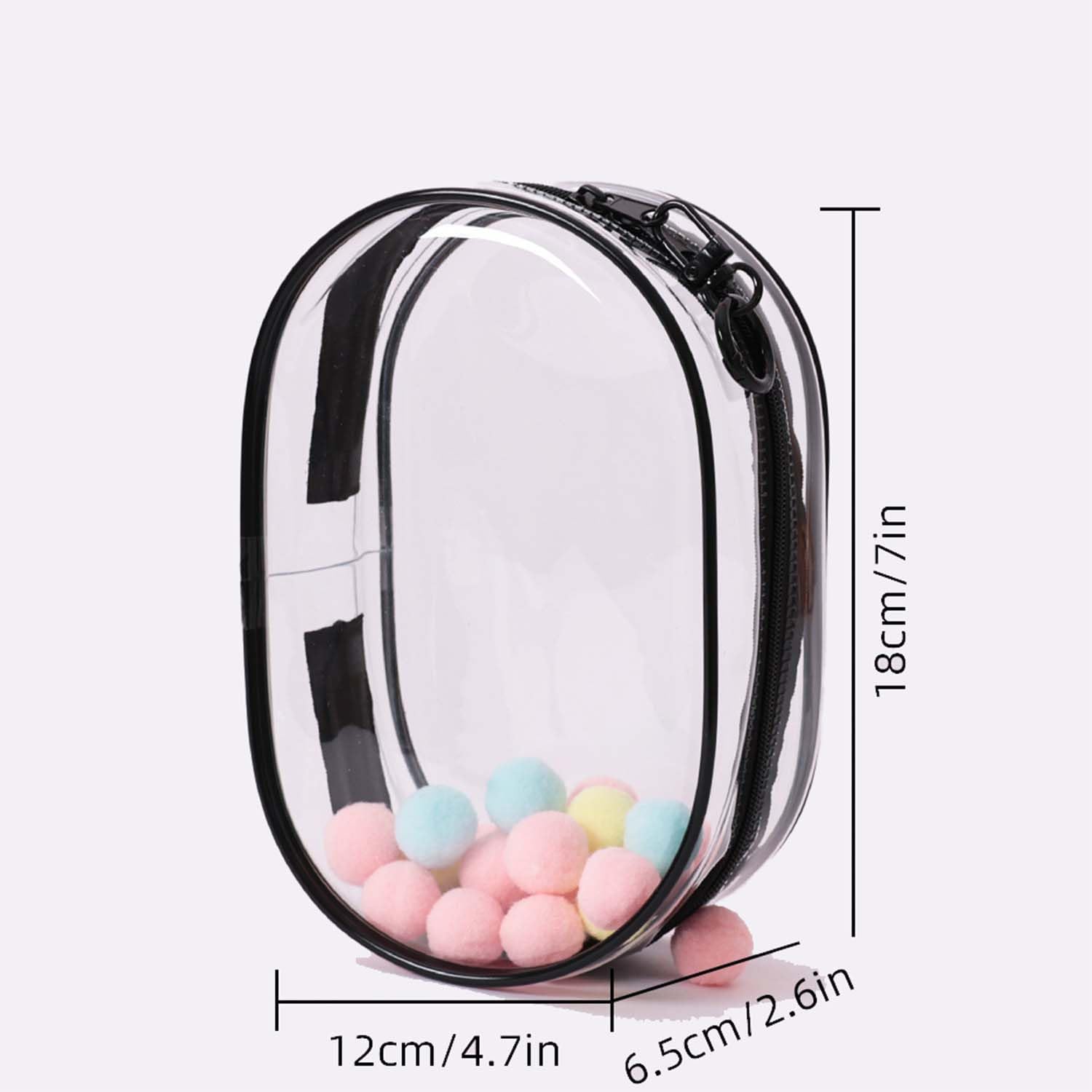2Sets 18CM Crystal Clear PVC Doll Display Case, Hanging Dust-Proof Protector with Pompom Keychain - Image 2