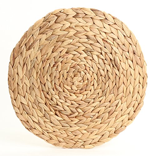 Koyal Wholesale Water Hyacinth Placemats, 13" Round Mat Weave Charger Plates, Set of 4, Eco Friendly Tropical Wedding or Home Decor